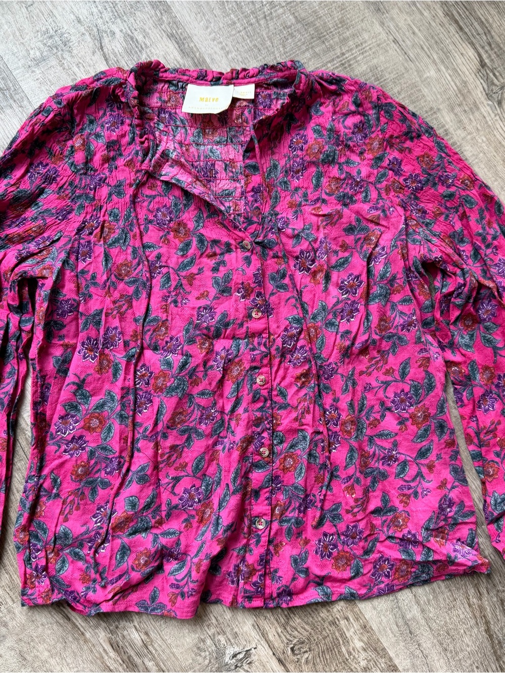 Anthropologie Pink Floral Button-Down Shirt